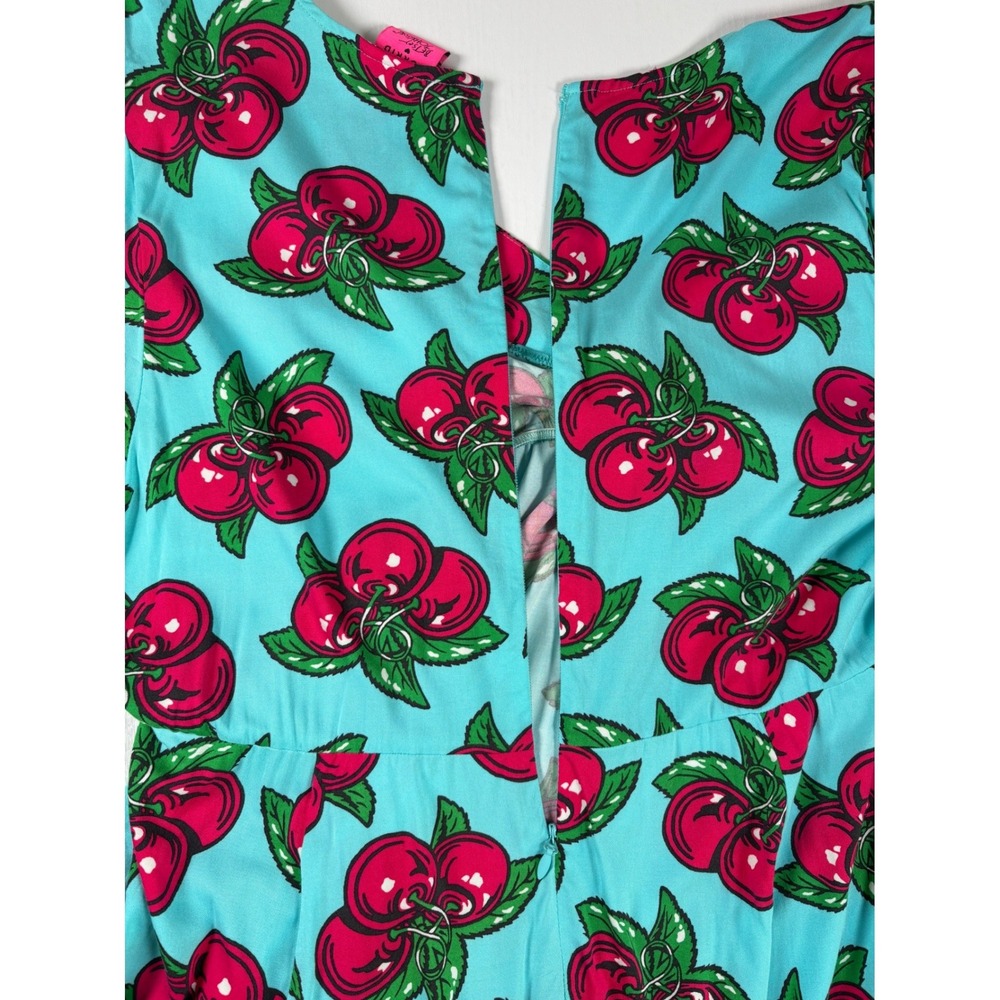 Torrid Betsey Johnson Blue Cherry Print Surplice Midi Dress Plus Size 24 Pockets - Picture 15 of 15